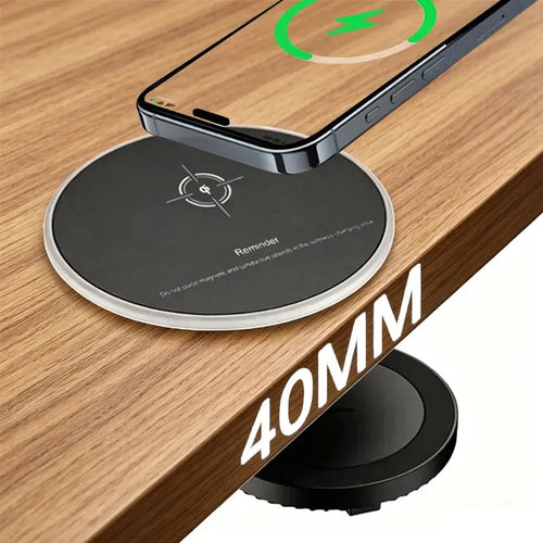 ZoraaMart™ Invisible Under-Desk Wireless Charger – Hidden 40MM Fast Charging Pad for iPhone, Samsung & Qi Devices