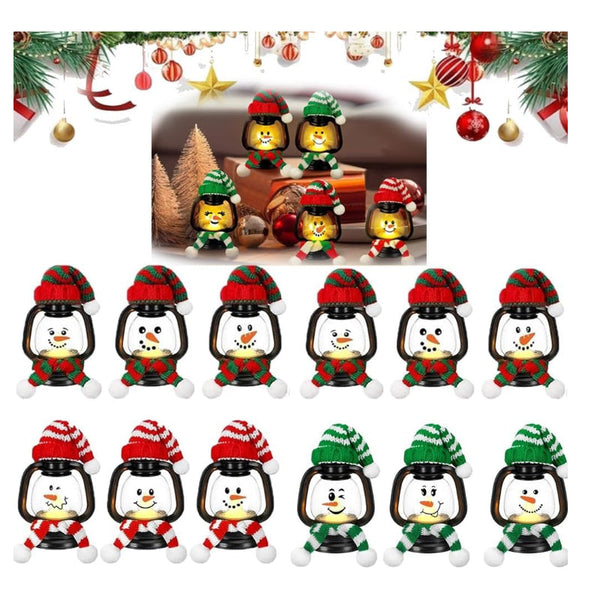 🎅Christmas Specials-Christmas Decoration Mini Snowman Lantern with Hats and Scarves